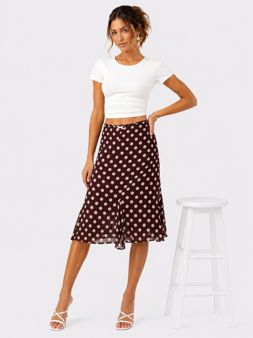 Falda midi de lunares