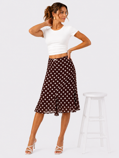 Falda midi de lunares