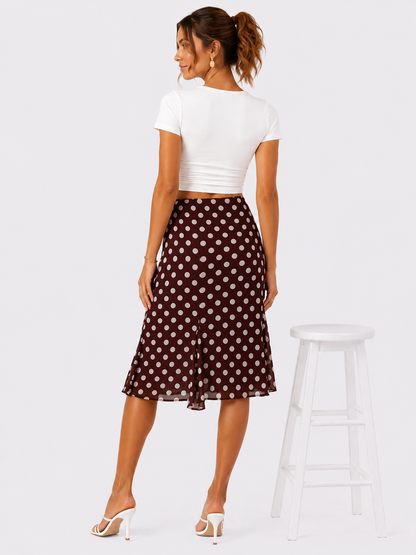 Falda midi de lunares